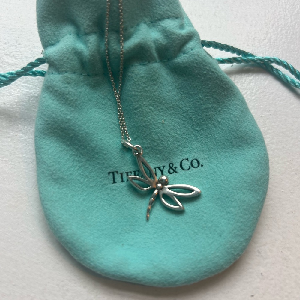 Tiffany & Co. Retired Sterling Silver Dragonfly Pendant 16" inch Chain Necklace